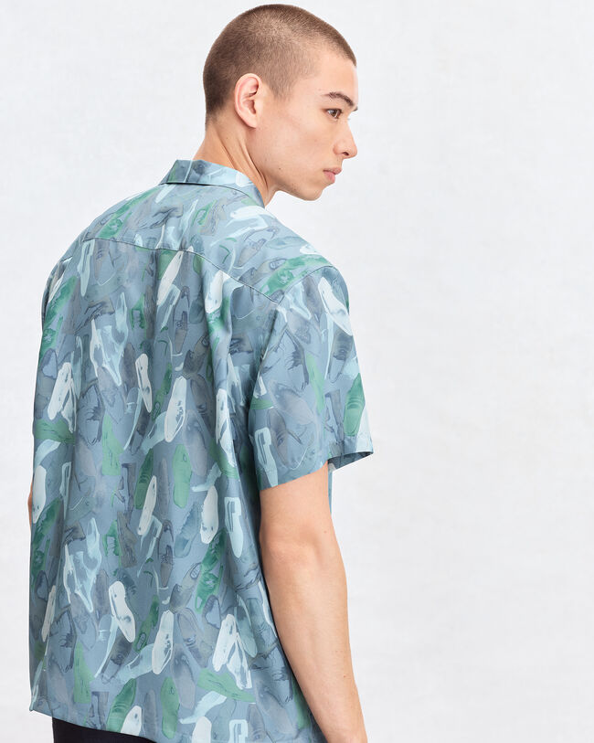 Shoes Polaroid Pattern Short-Sleeves Shirt, Cloudy Blue, hi-res