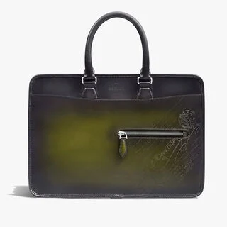 Un Jour Mini Gradiant Scritto Leather Briefcase, NERO GRIGIO + NERO CAVIAR, hi-res