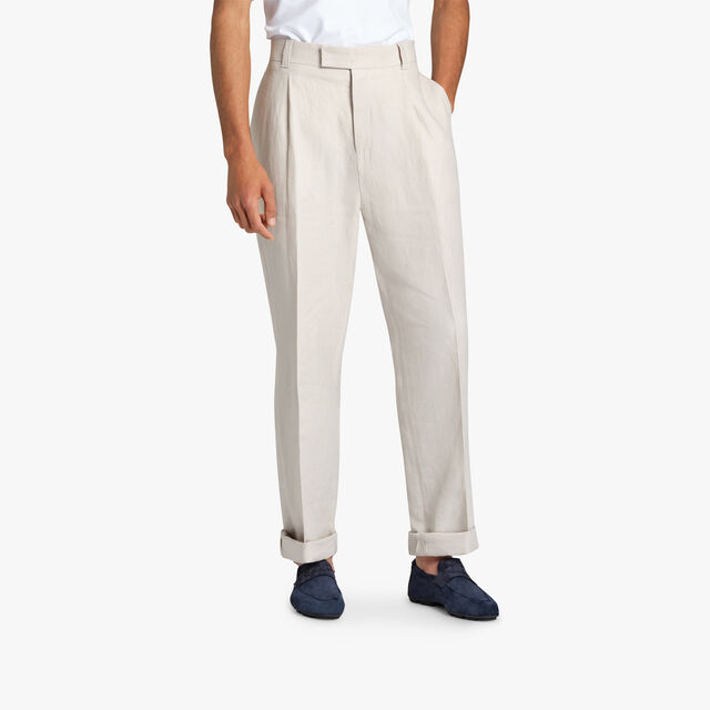 Linen Pleated Trousers, SAND LINEN, hi-res 2