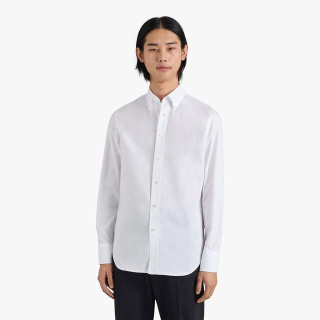 Cotton Scritto Button-Down Collar Shirt, BLANC OPTIQUE, hi-res 2