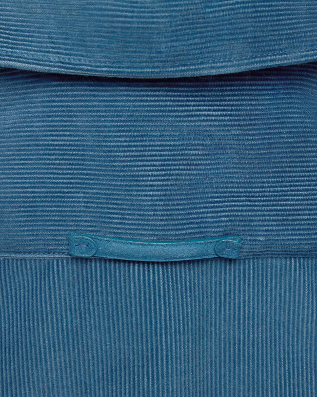 Corduroy Casual Shirt with Leather Detail, Nile Blue, hi-res