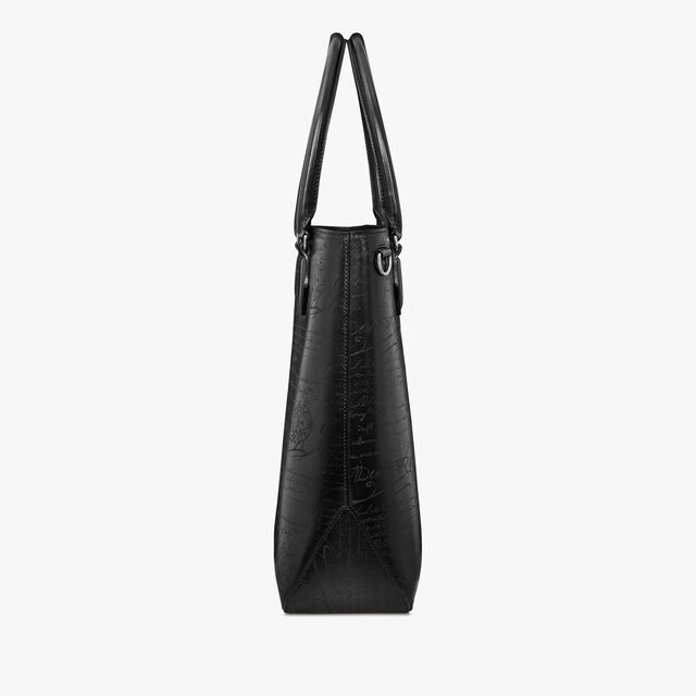 Toujours Vertical Scritto Leather Tote Bag, NERO GRIGIO, hi-res 3