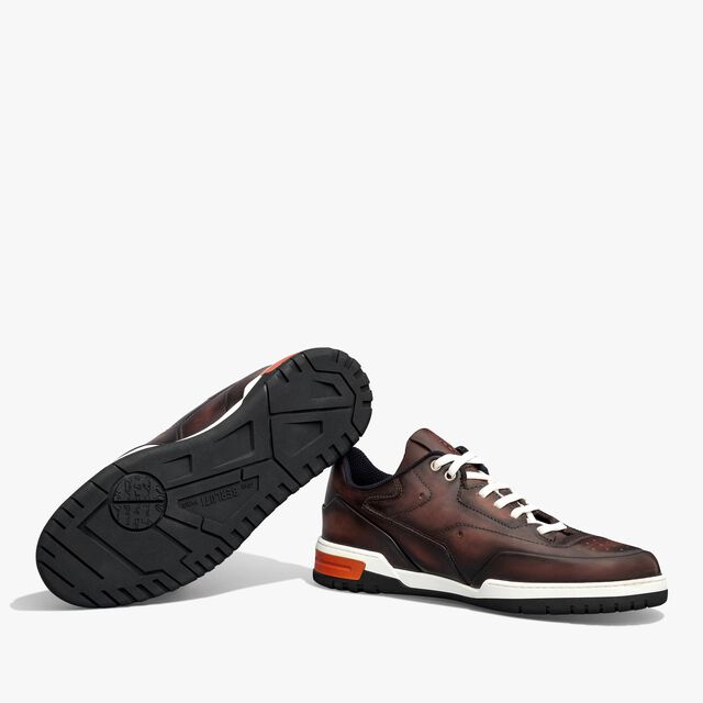 Playoff Scritto Leather Sneaker, MARRONE INTENSO+ARANCIO, hi-res 4