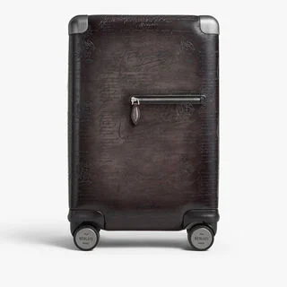Formula 1005 Scritto Leather Rolling Suitcase, NERO GRIGIO, hi-res