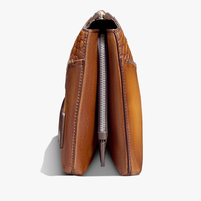 Tersio Leather And Alligator Leather Pouch, ICE GOLD, hi-res 4
