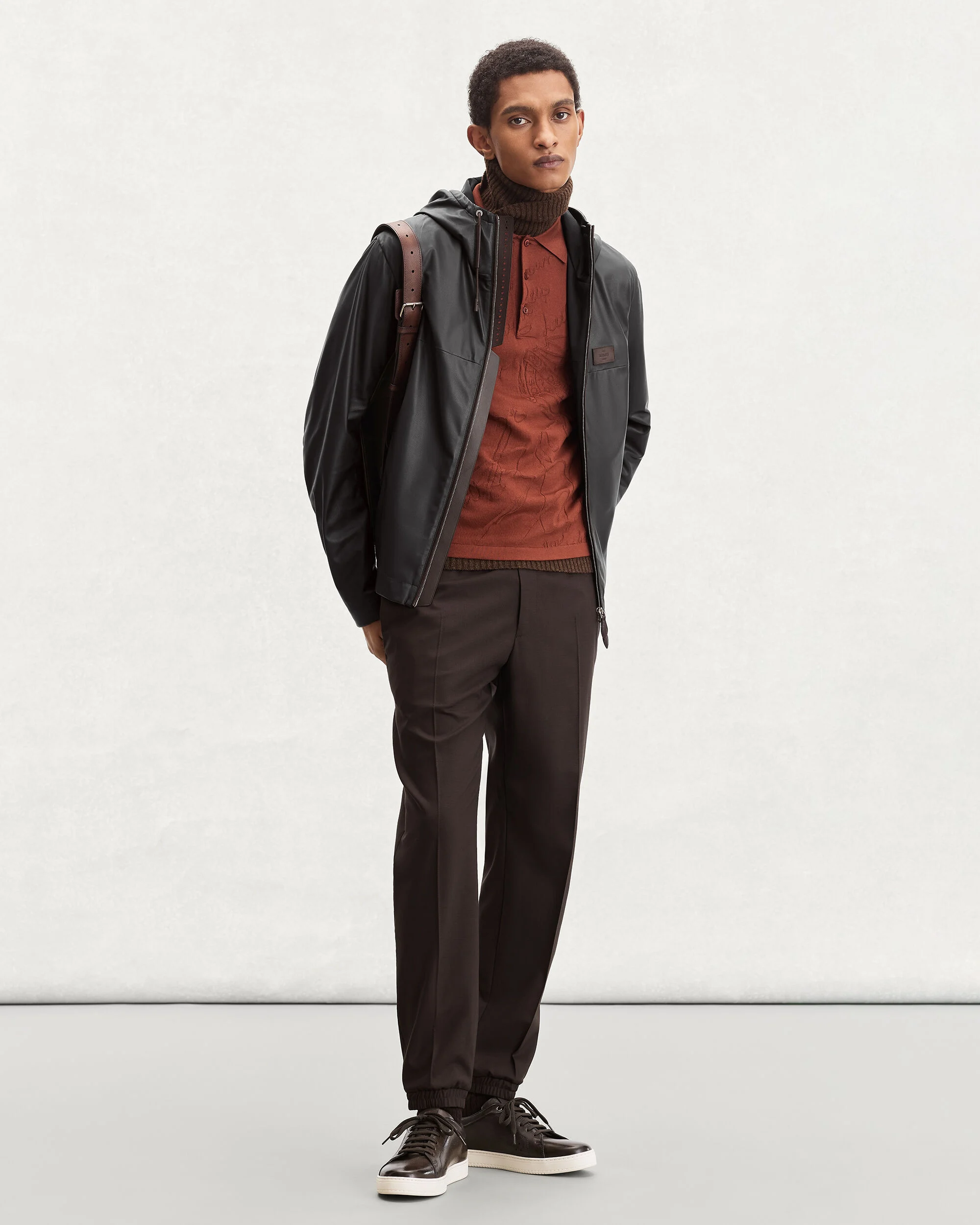 Ultralight Fly Leather Hooded Blouson, Noir, hi-res