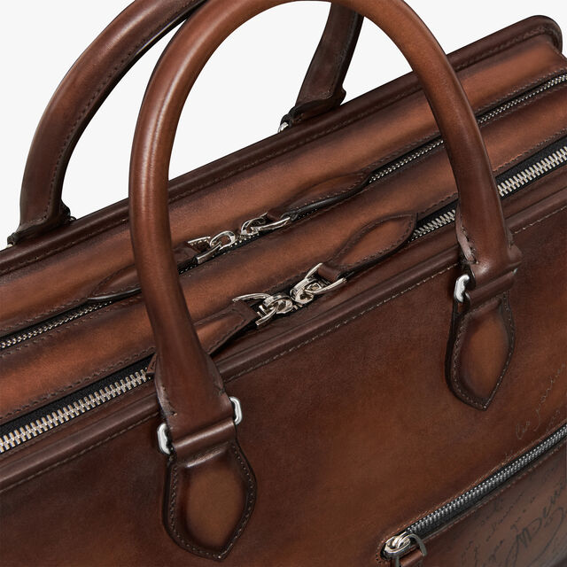 Deux Jours Scritto Leather Briefcase, CACAO INTENSO, hi-res 6