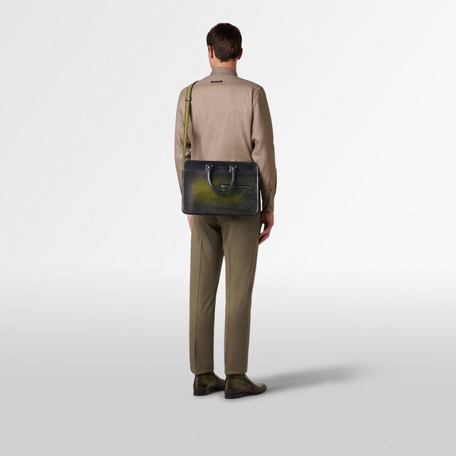 Cartable Un Jour Mini Gradiant en Cuir Scritto Swipe, NERO GRIGIO + NERO CAVIAR, hi-res 8