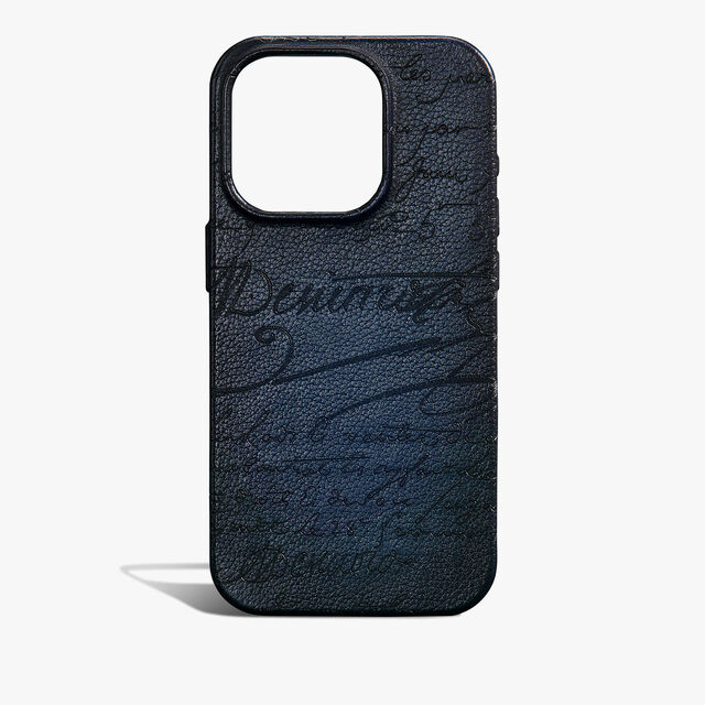 Scritto Leather iPhone 16 Pro Case, INDIGO DENIM, hi-res 1