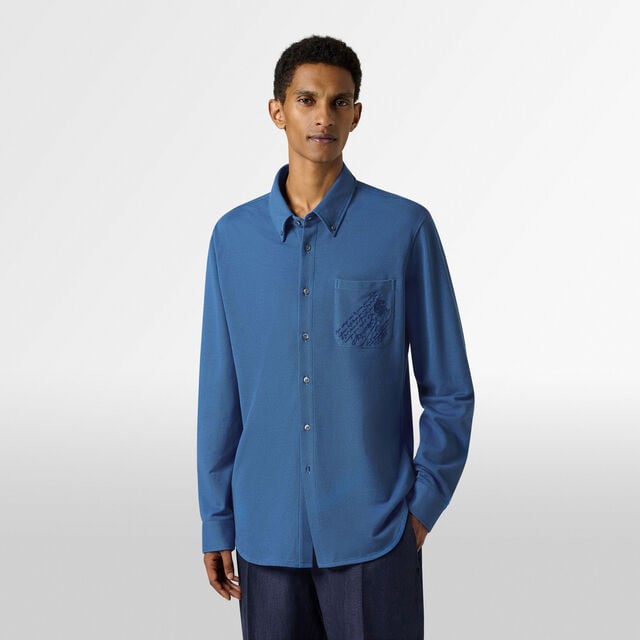 Pique Pocket Scritto Shirt, HELVETIA BLUE, hi-res 2