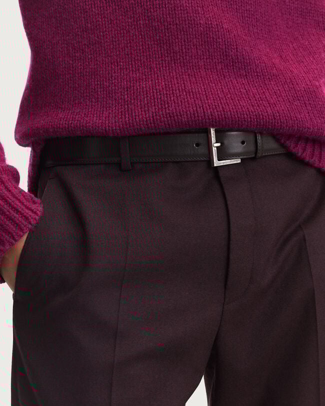 Col Roulé avec Détail Cuir Tressé, Purple Fushia, hi-res