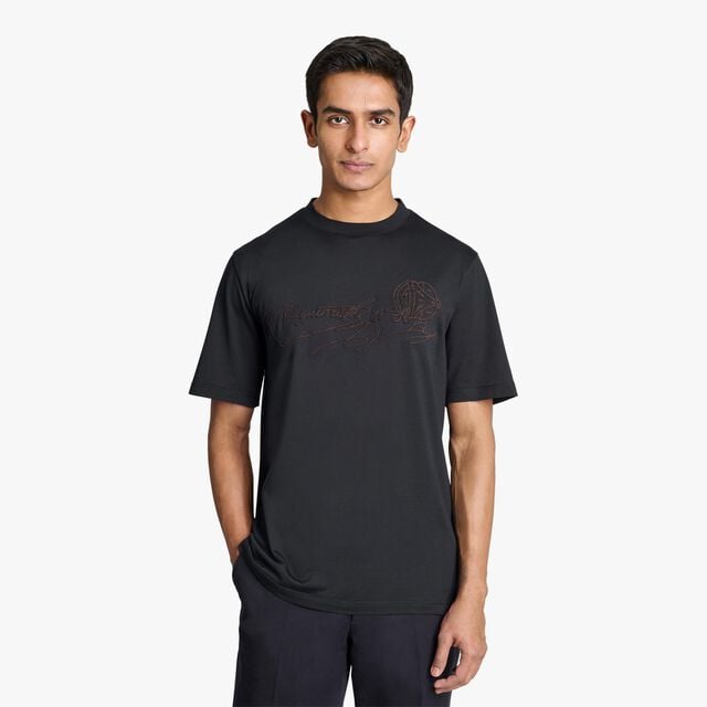 Suede Effect Scritto T-Shirt, COLD NIGHT BLUE, hi-res 2