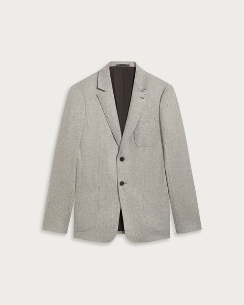 Cashmere Stretch Travel Jacket, Light Grey Melange, hi-res