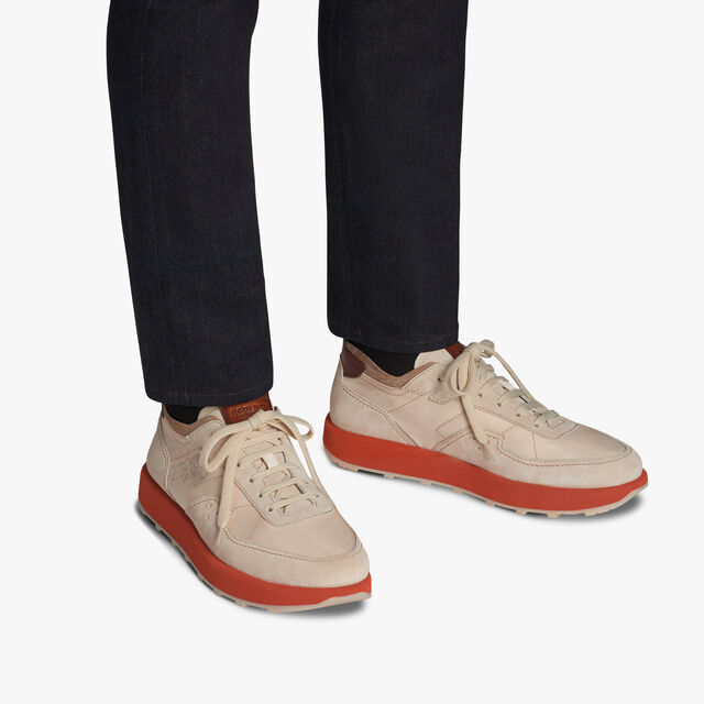 Light Track Suede Leather and Nylon Sneaker, BEIGE, hi-res 8