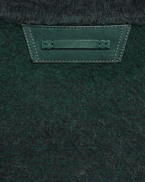 Brushed Patina Crewneck with Leather Detail, Green Patina, hi-res