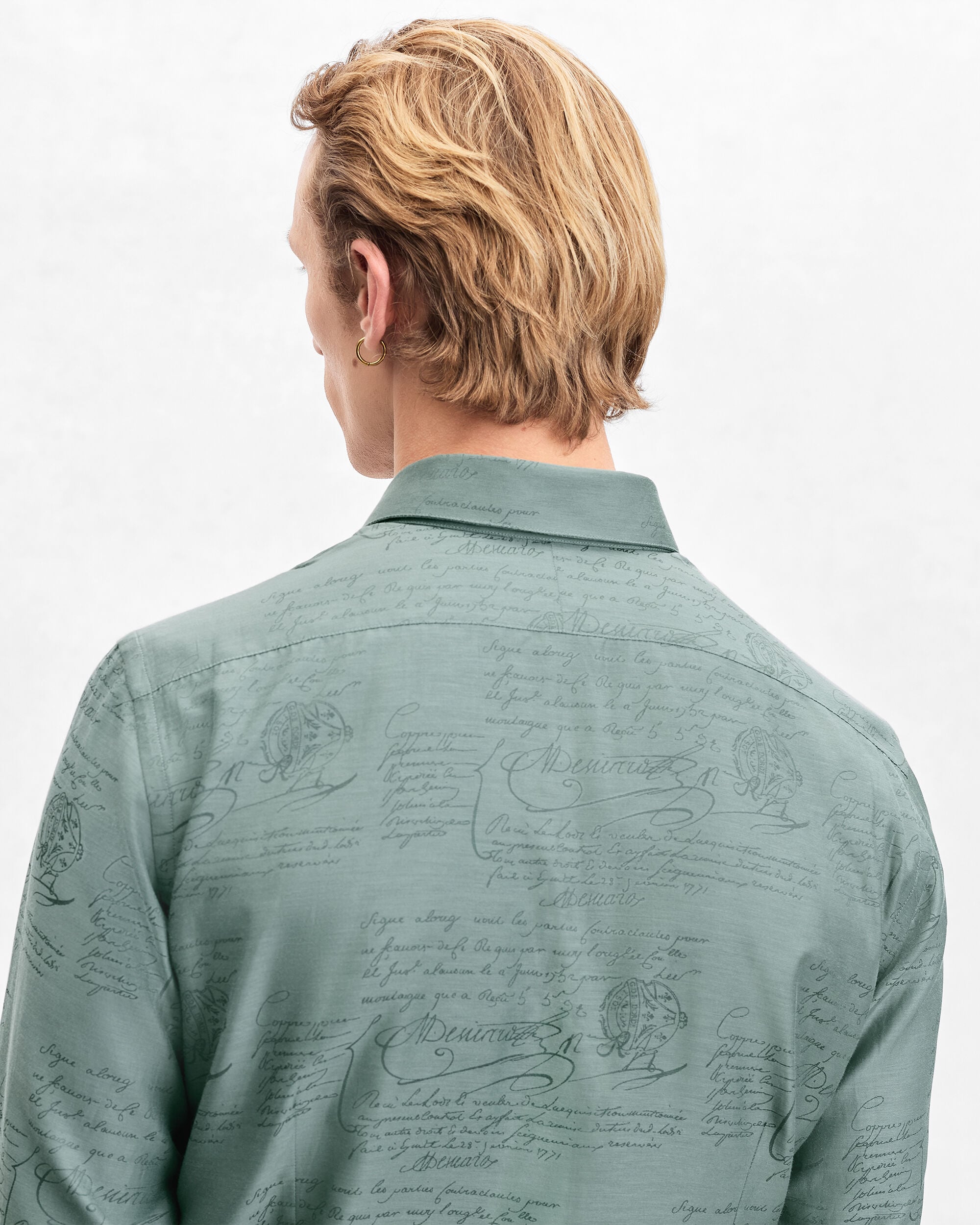 Andy Scritto Pattern Shirt, Slate Green, hi-res