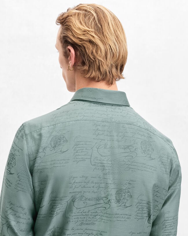 Andy Scritto Pattern Shirt, Slate Green, hi-res