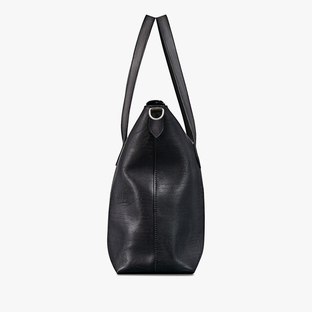 Late Hour Scritto Soft Leather Shopper, NERO GRIGIO, hi-res 4