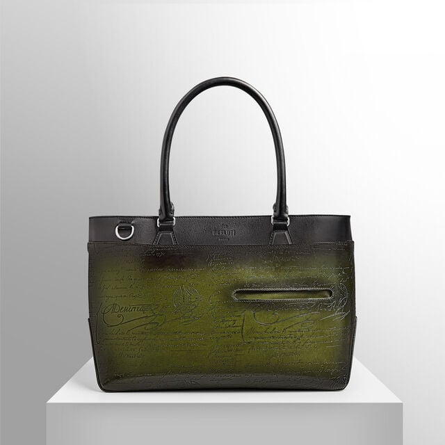 Toujours Mini Gradiant Scritto Leather Tote Bag, NERO GRIGIO + NERO CAVIAR, hi-res 9