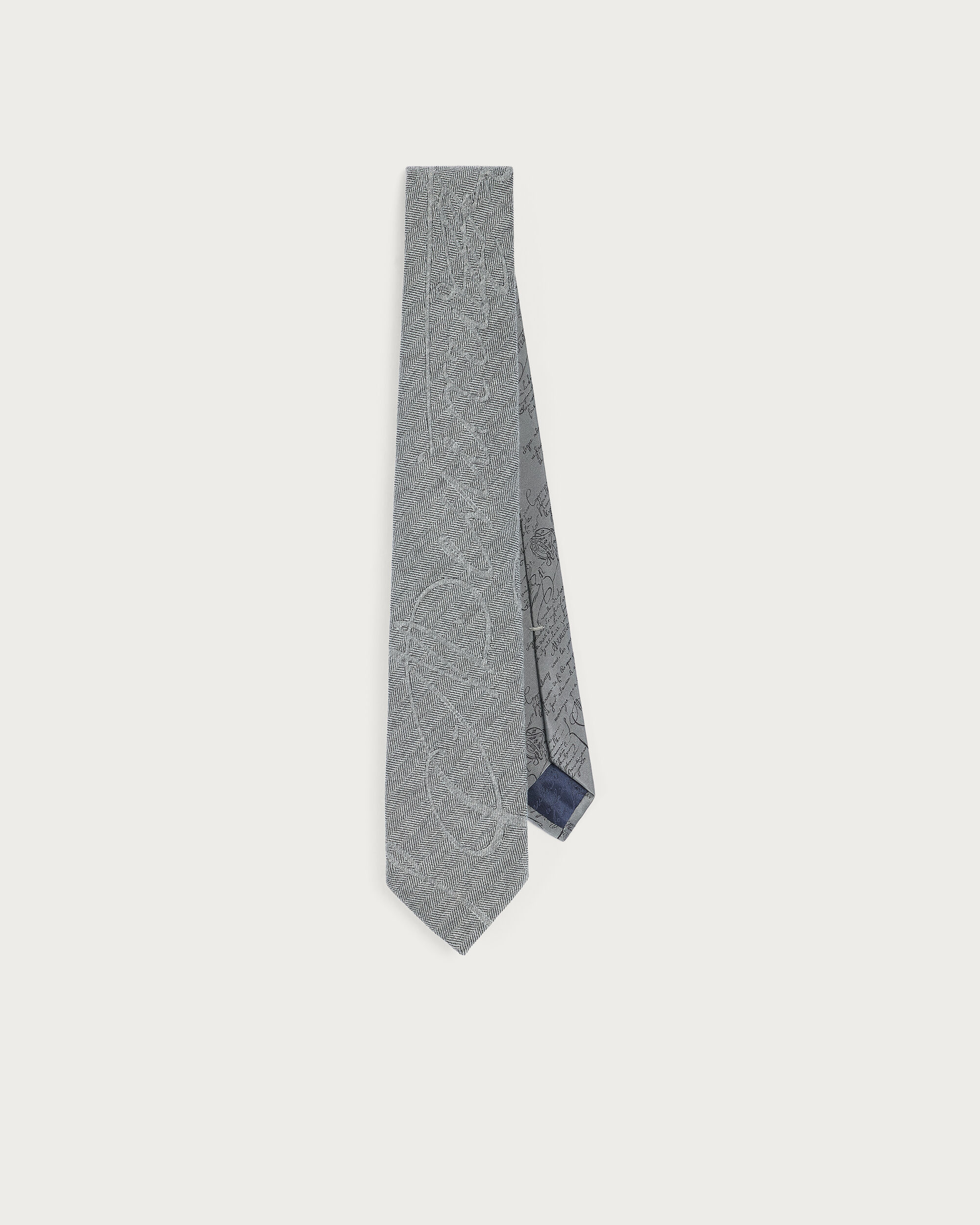 Giant Scritto Pattern Herringbone Tie, Charcoal, hi-res