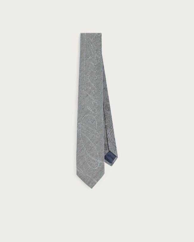 Giant Scritto Pattern Herringbone Tie, Charcoal, hi-res