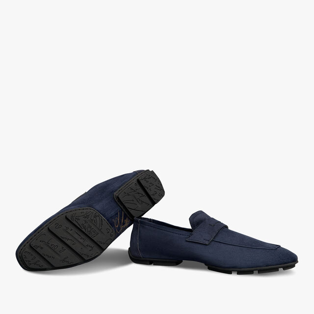 Lorenzo Drive Scritto Camoscio Leather Loafer, NAVY, hi-res 4