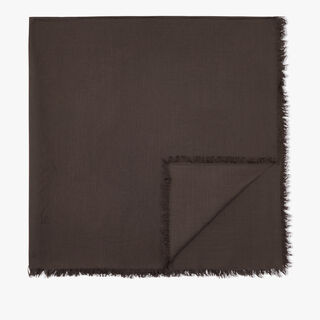 Wool & Silk Scritto Scarf, EARTH BROWN, hi-res
