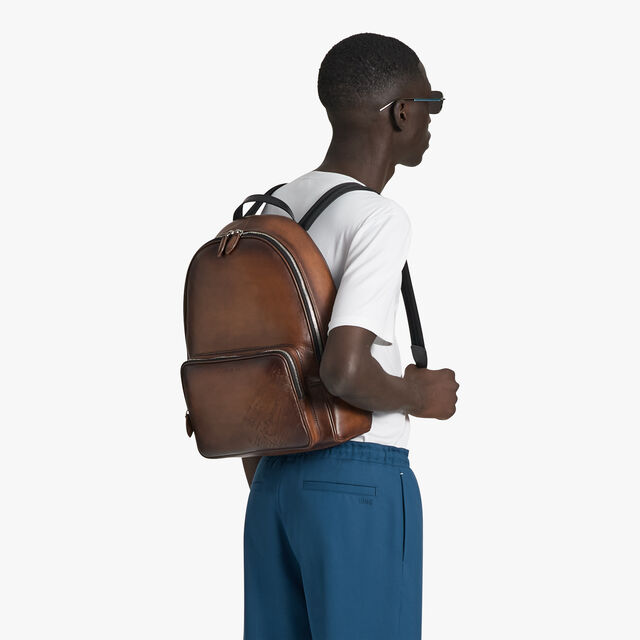 Time Off Scritto Leather Backpack, CACAO INTENSO, hi-res 7