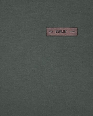 Leather Detail T-shirt, Dark Green, hi-res