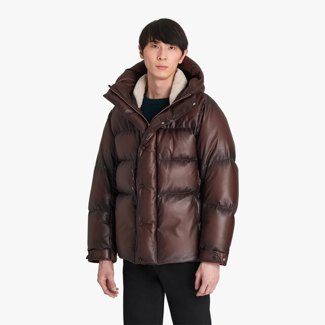 Patina Leather Down Jacket, EQUINOX BROWN, hi-res 2