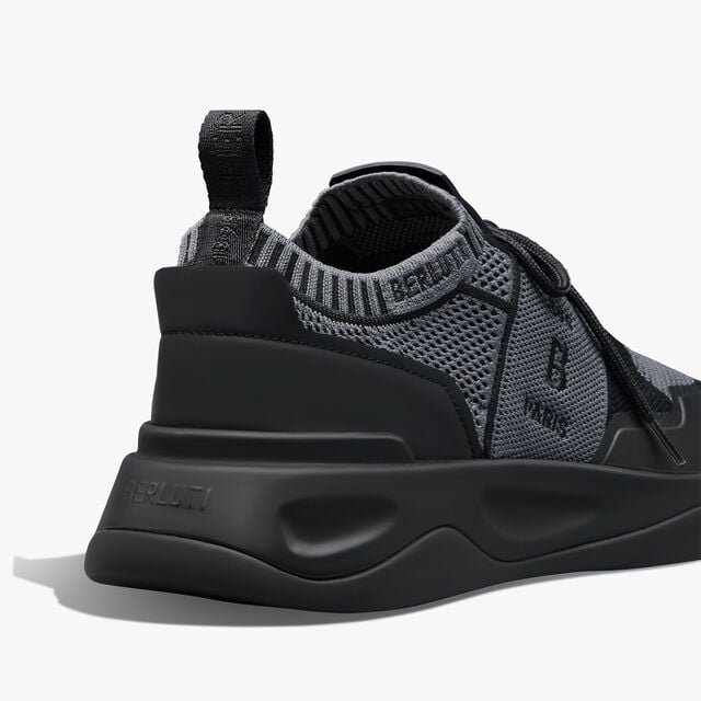 Shadow Rubber Coated Knit And Calf Leather Sneaker, GREY/BLACK, hi-res 5