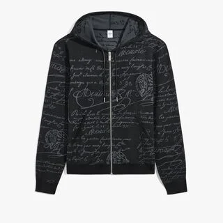 Sweat À Capuche Zippé Scritto En Laine Sweat À Capuche Zippé Scritto En Laine