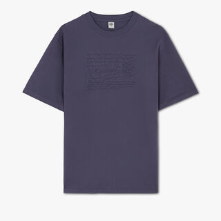 자수 스크리토 T-셔츠, INK BLUE, hi-res