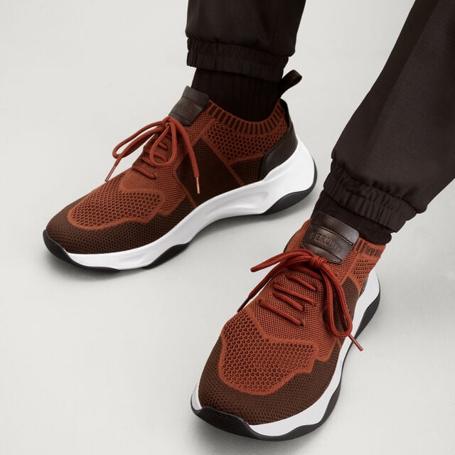 Shadow Knit And Lagoon Calf Sneaker, BRICK / BROWN, hi-res 2
