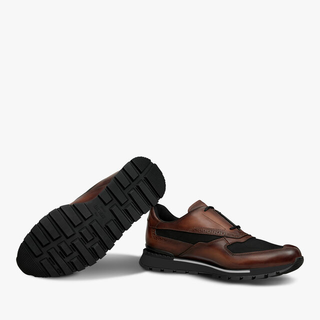 Fast Track Leather And Nylon Sneaker, CACAO INTENSO, hi-res 4
