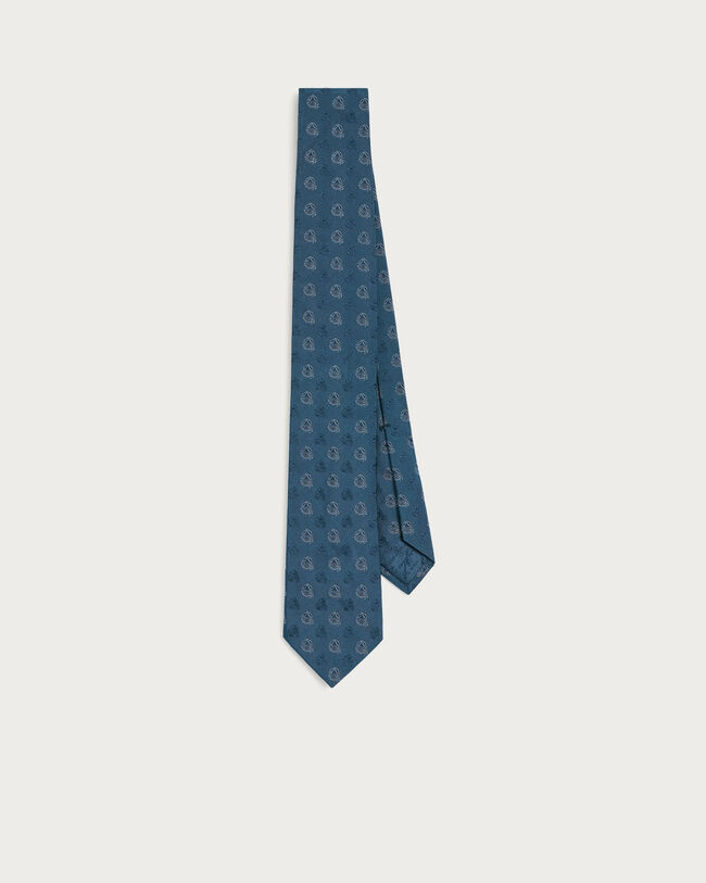 Polka Crest Tie, Cold Night Blue, hi-res