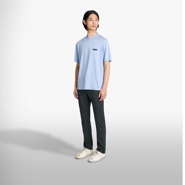 T-Shirt Avec Détail En Cuir, SKY BLUE, hi-res 4