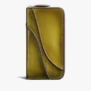 Itauba Scritto Leather Long Zipped Wallet, ACID GREEN, hi-res