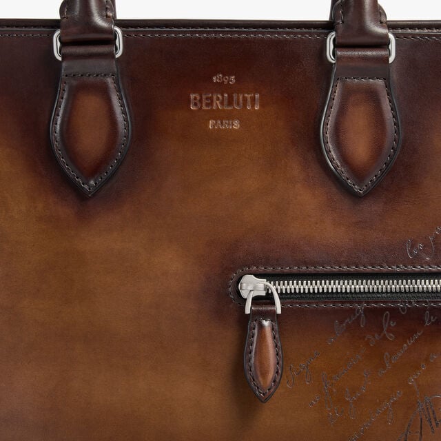 Un Jour Scritto Leather Briefcase, CACAO INTENSO, hi-res 9
