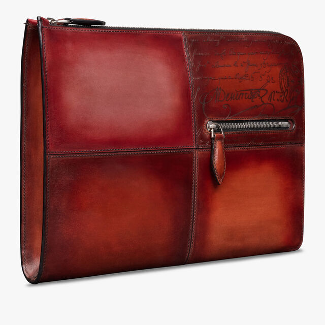 Nino TGM Scritto Leather Clutch, TERRA DI SIENNA, hi-res 3