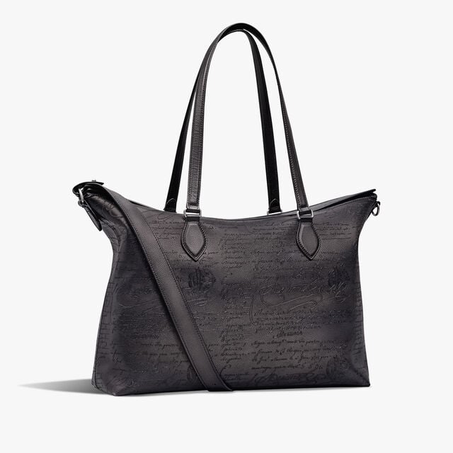 Late Hour Scritto Leather Shopper, NERO GRIGIO, hi-res 2