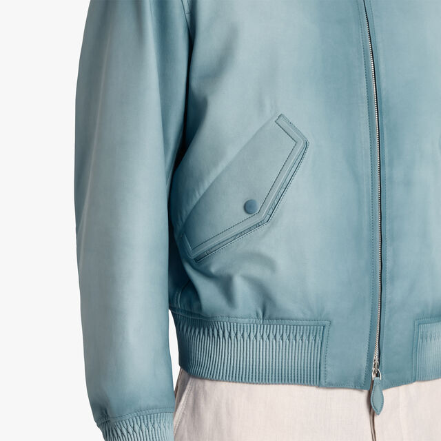 Patina Leather Bomber, GREY SKY BLUE, hi-res 5