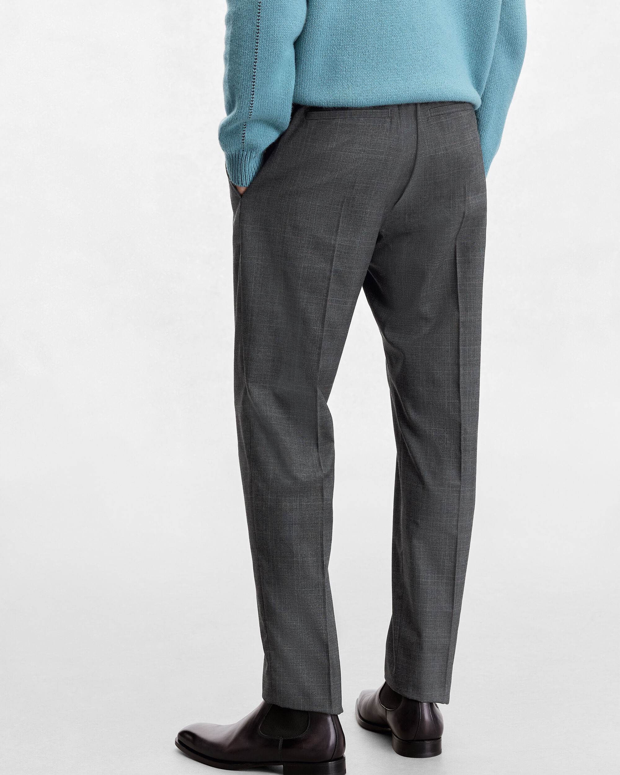 Alessio Trousers with Leather Zip-puller, Carbon Grey, hi-res