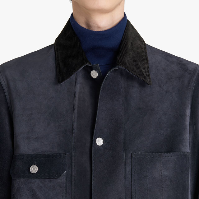 Workwear Suede Leather Jacket, COLD NIGHT BLUE, hi-res 5