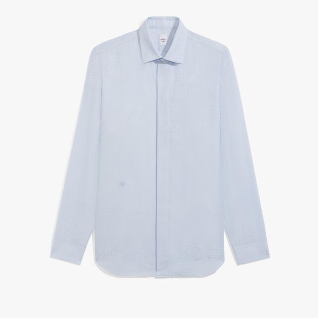 Chemise Andy En Coton Et Soie Scritto, SKY BLUE, hi-res 1