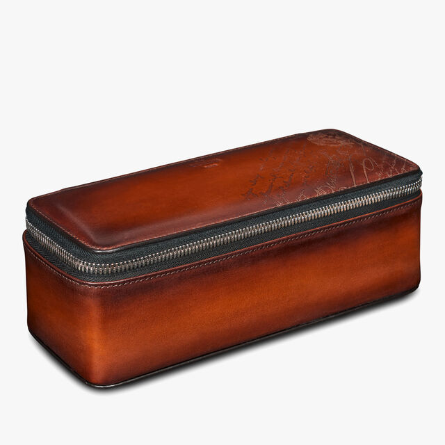 Scritto Leather 3 Watch Case, CACAO INTENSO, hi-res 3