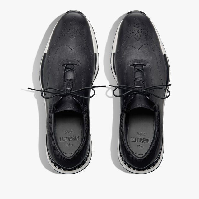 Fast Track Venezia Calf Leather And Nylon Sneaker, NERO GRIGIO, hi-res 3