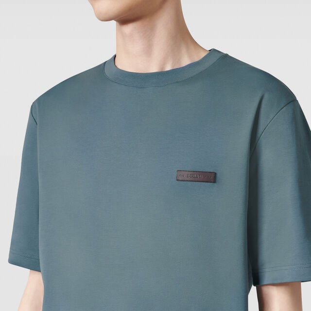 Leather Tab T-shirt, STONE BLUE, hi-res 3
