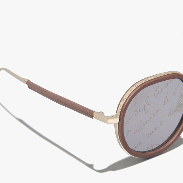 Centaury Metal And Leather Sunglasses, BROWN + BRONZE, hi-res 3