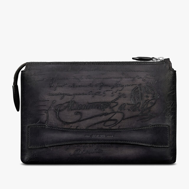 Tersio Scritto Leather Wallet, NERO GRIGIO, hi-res 1